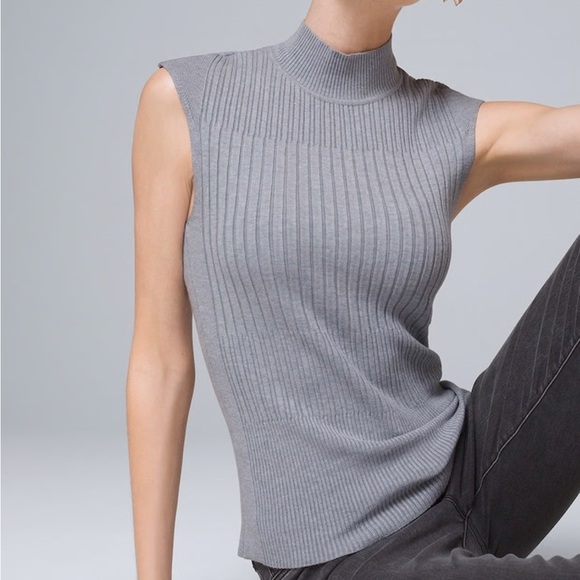 White House Black Market Sweaters - White House Black Market Gray Ribbed Sweater Tank Top Size M